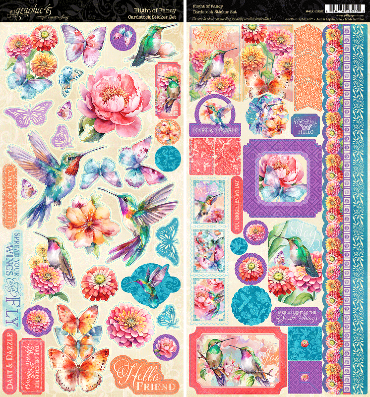 Two 6″ × 12″ cardstock sheets
Beautifully detailed imagery including;  summer flowers, butterflies, birds, and more.
92 lb cover-weight matte cardstock
Acid & lignin free