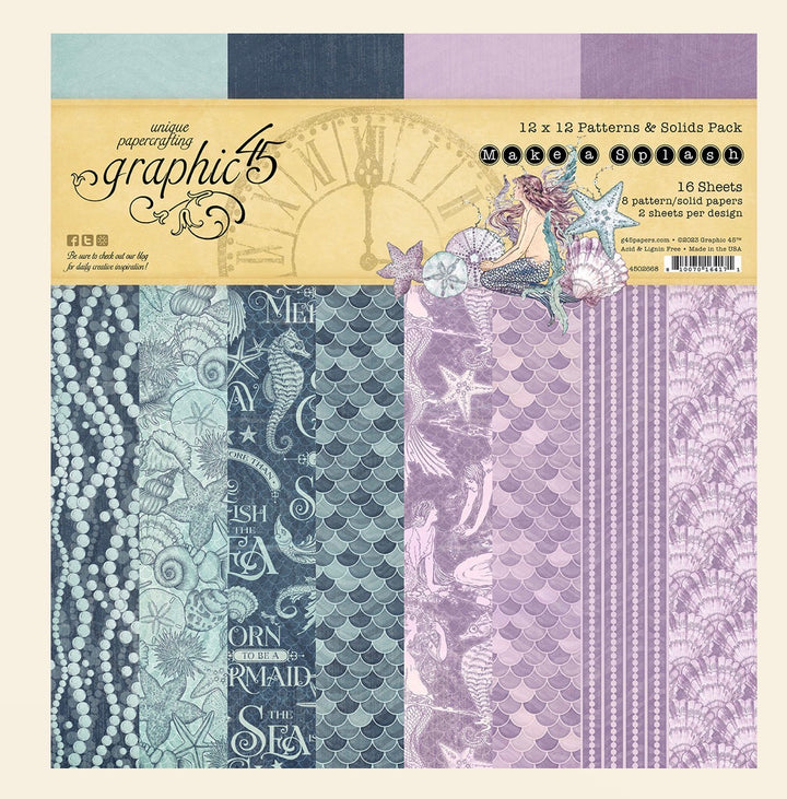 12 x 12 Patterns and Solids Pack. 2 each of 8 designs. 16 sheets.