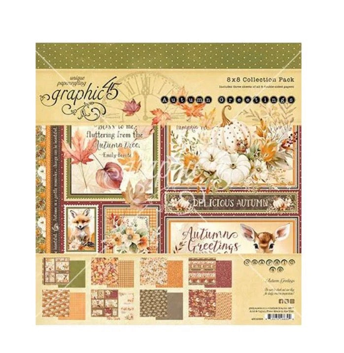 8 x 8 Collection Pack . Includes 3 sheets of all 8 doubles sided papers. 24 sheets.