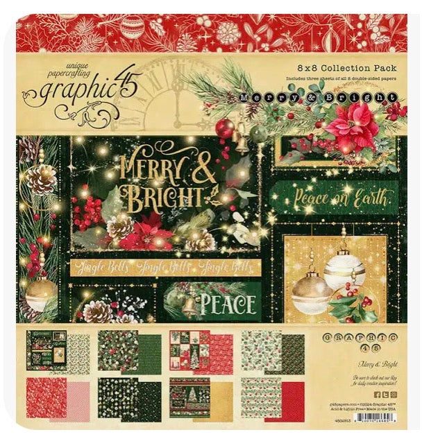 8 x 8 Collection Pack . Includes 3 sheets of all 8 doubles sided papers. 24 sheets.