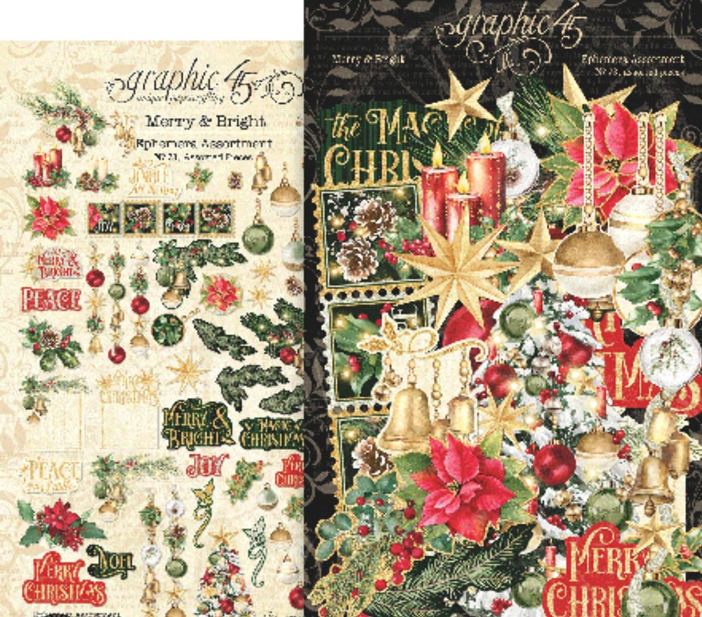 Wonderful Christmas themes die-cuts.  Lettering, ornaments, bells, and floral.