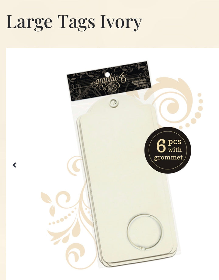6 pack ivory tags grommet and key ring.