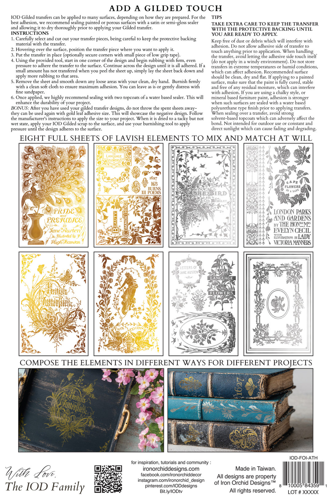 Iron Orchid Design Gilded Transfers