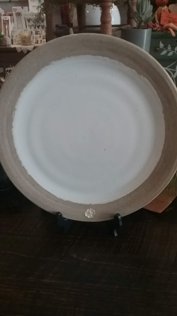 Large Farmhouse White Plate with Rim