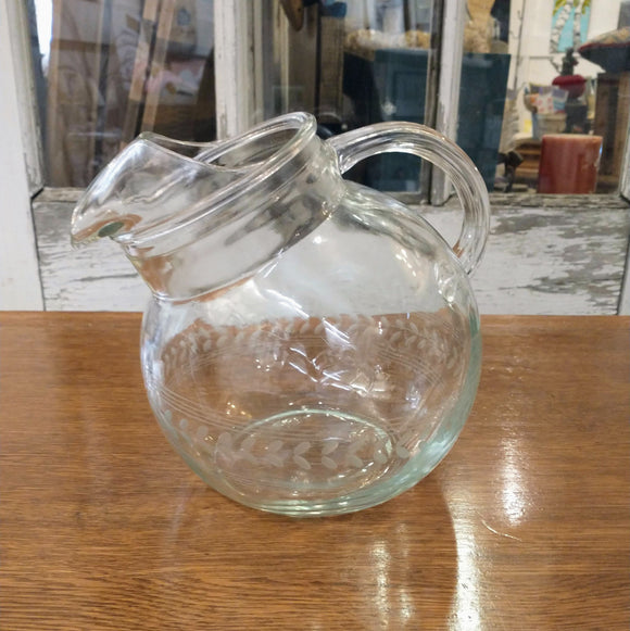 Vintage Round Glass Pitcher