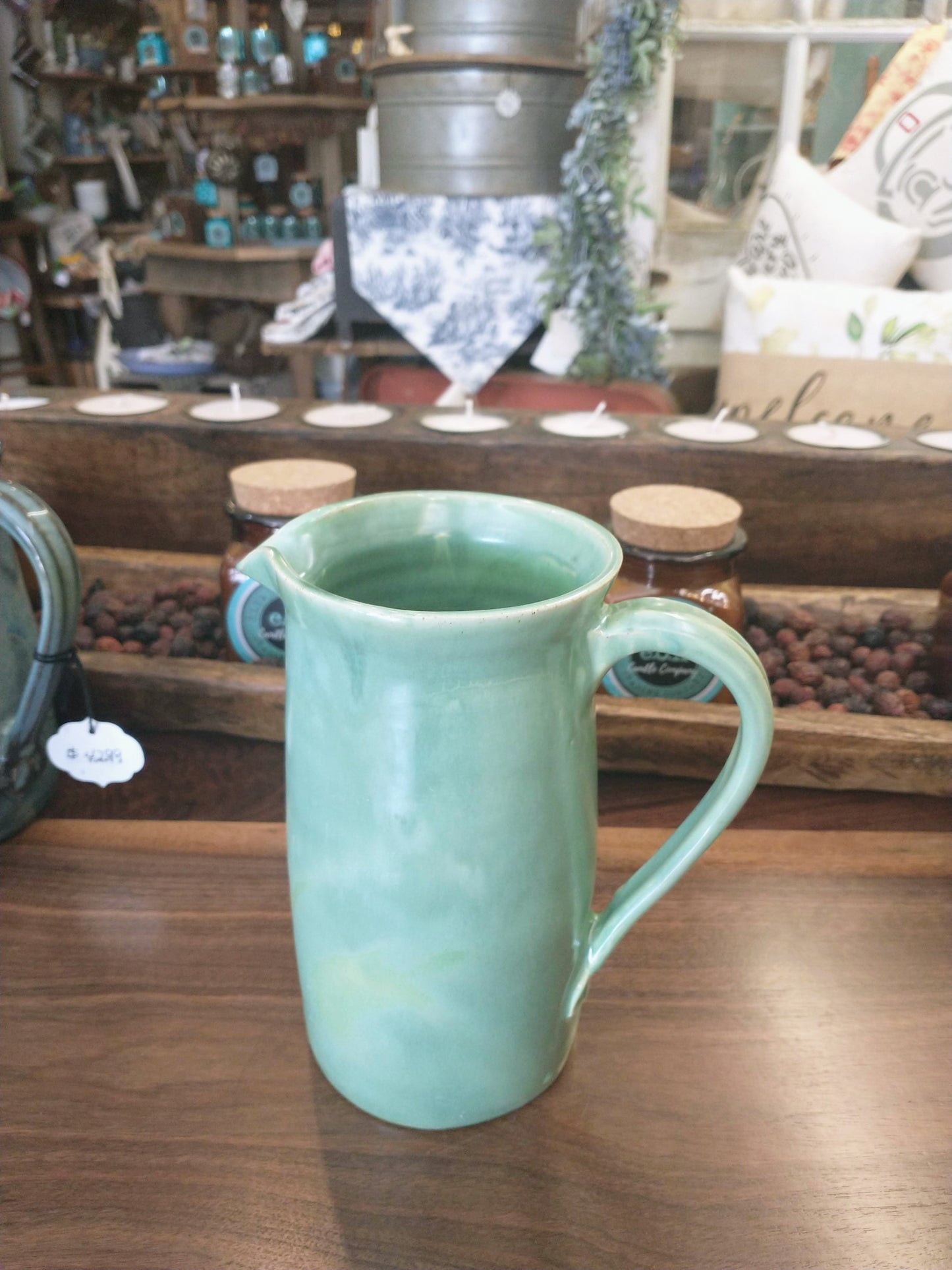 Tall Green Pitcher