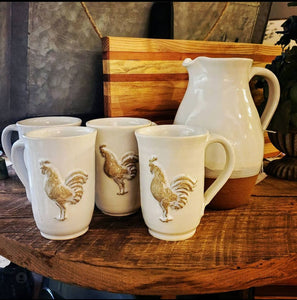 Farmhouse White Chicken Mugs